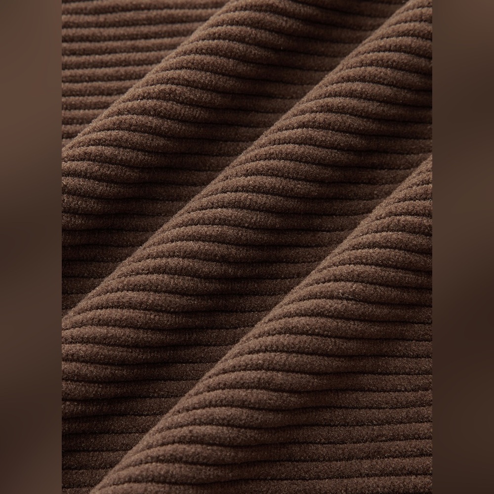 Commense Wide-Leg Corduroy Pants in Brown with Gold Button - Picture 2 of 5